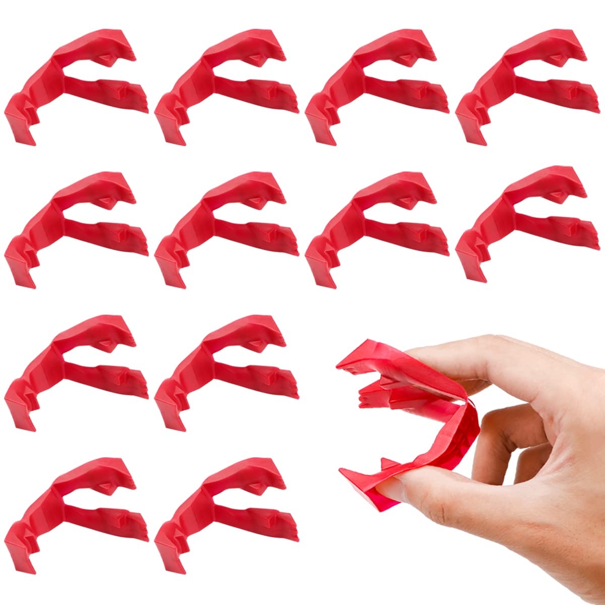 DOERDO - Pinzas para comer, protectores de dedos, fundas protectoras de dedos para cocina, accesorios de utensilios de cena, 12 unidades, rojo