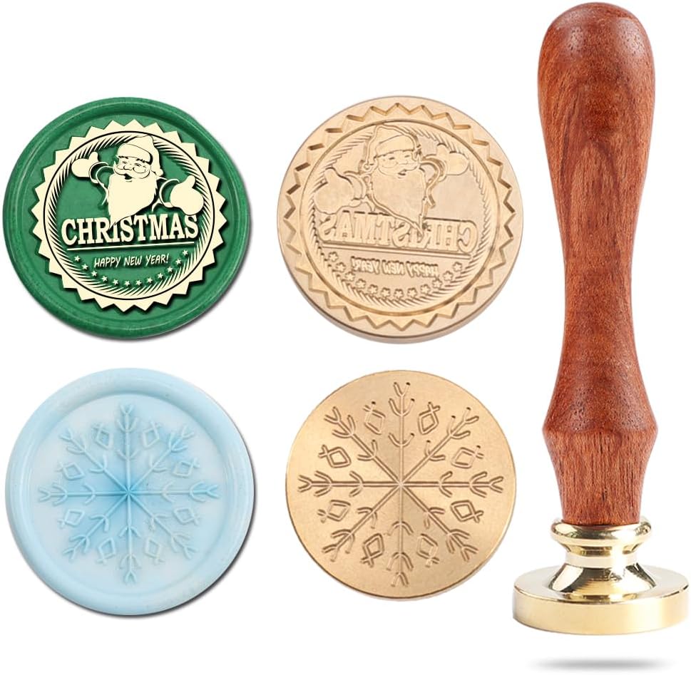 Christmas Santa Claus Wax Seal Stamp, Christmas Snowflake Sealing Wax Stamp for Santa Claus Invitations Letter Envelope Cards Crafts Christmas Package Decoration