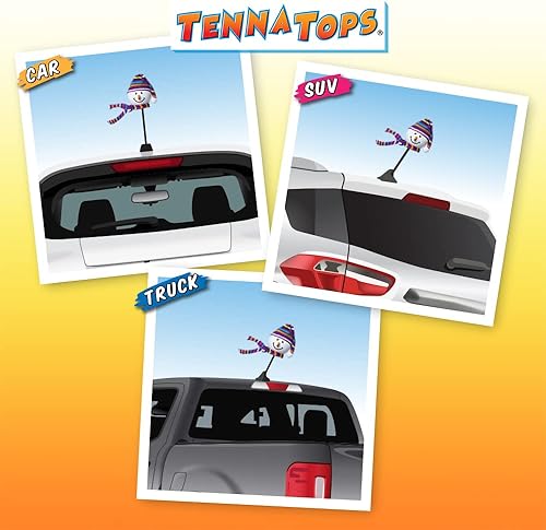 Miniatura 4 de Tenna Tops Sombrero y bufanda de invierno morado de muñeco de nieve para antena de automóvilcolgante de espejobonito accesorio de tablero se adapta