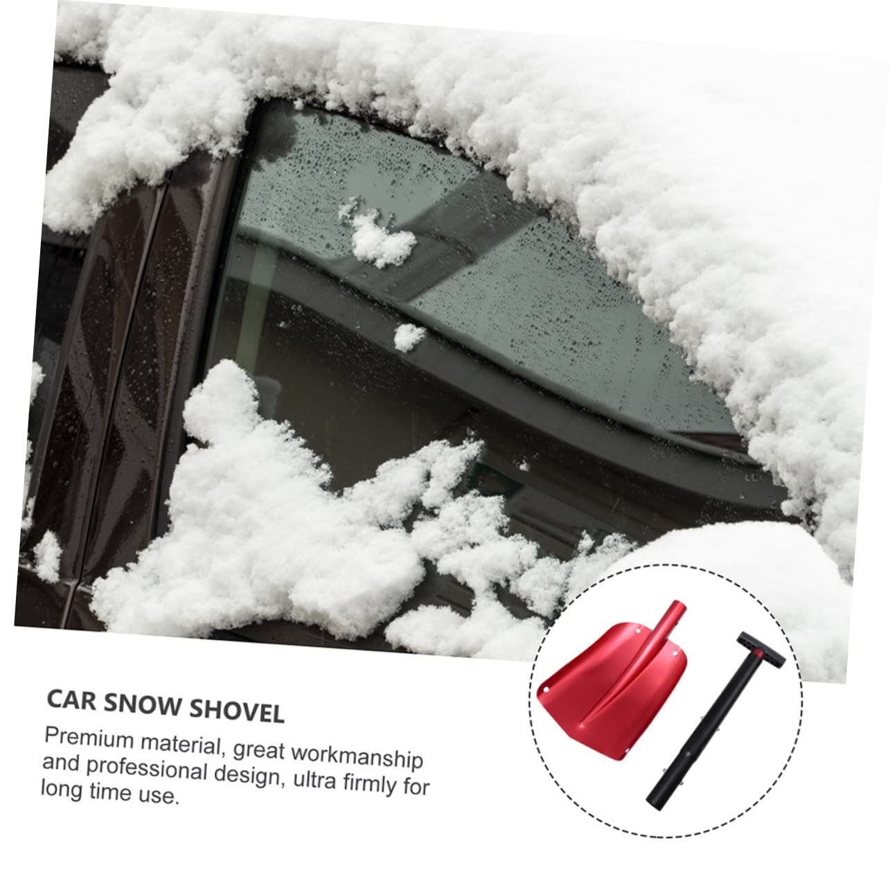 Abaodam Pelle à Neige Pliante Rouge pour Voiture en Alliage D’Aluminium | Design Détachable, Rangement Facile, Usage Hiver et Saison Neige, Format Léger pour Déneigement Rapide