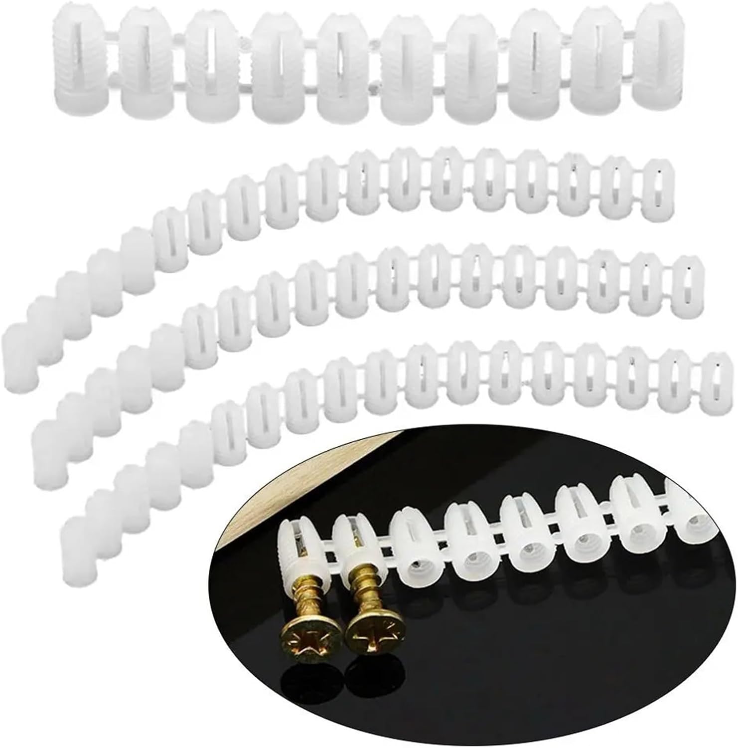 Hinge Expansion Plug 100pcs Plastic Wall Plug Anchor M4 Cabinet Door Expansion Bolt for Furniture Repair(Size1)