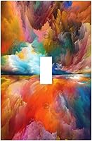 Vista 37 de Cubiertas de salida iridiscentes abstractas coloridas nubes dúplex de 1 cuadrilla, placa de cubierta de interruptor de luz arco iris, placas