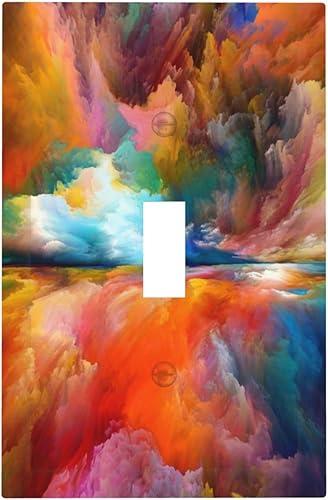 Miniatura 37 de Cubiertas de salida iridiscentes abstractas coloridas nubes dúplex de 1 cuadrilla, placa de cubierta de interruptor de luz arco iris, placas