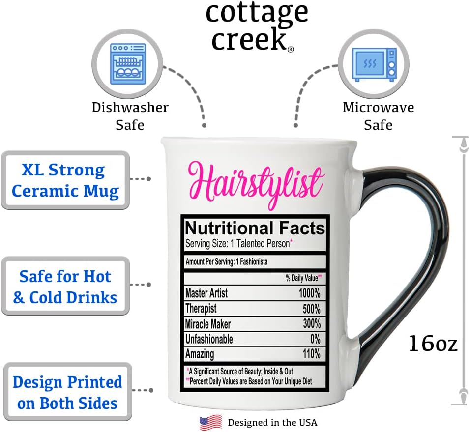 Cottage Creek Hairstylist Mug, 16 oz, Ceramic, Microwave Safe, Great for Home, Hair Stylist Gift - Image 2