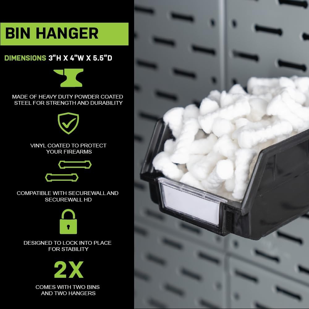 Lockdown Securewall Bin Hanger with Stabile Design, Perfect for Spare Parts and Small Tools for Organization, Gun Room, Storage