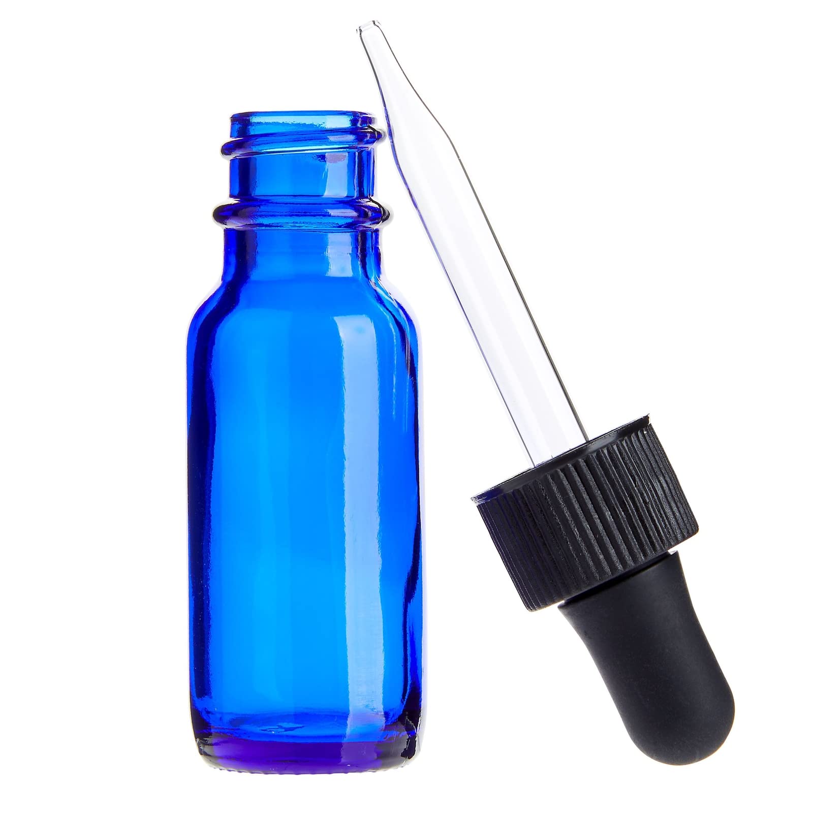 Juvale 48 botellas cuentagotas de vidrio azul de 0.5 onzas y 6 embudos (15 ml, 54 piezas)
