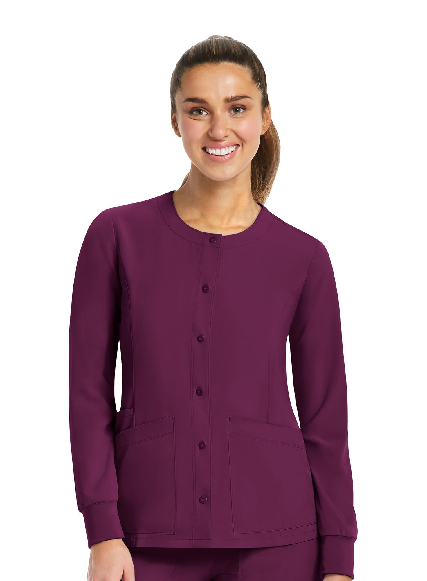 Maevn Matrix Impulse Women's Round Neck Snap Button Jacket Wine