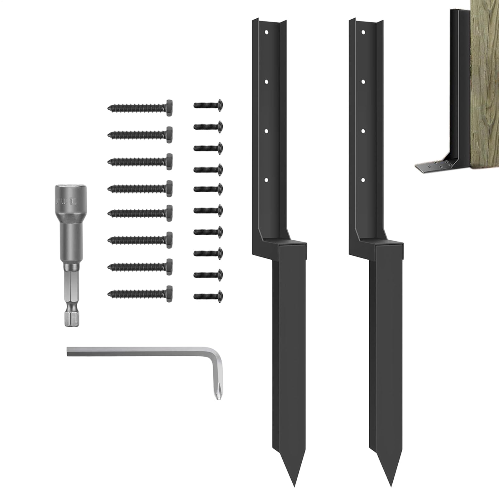 Kit de réparation de poteau de clôture avec piquet de renfort en métal lourd anti-vent