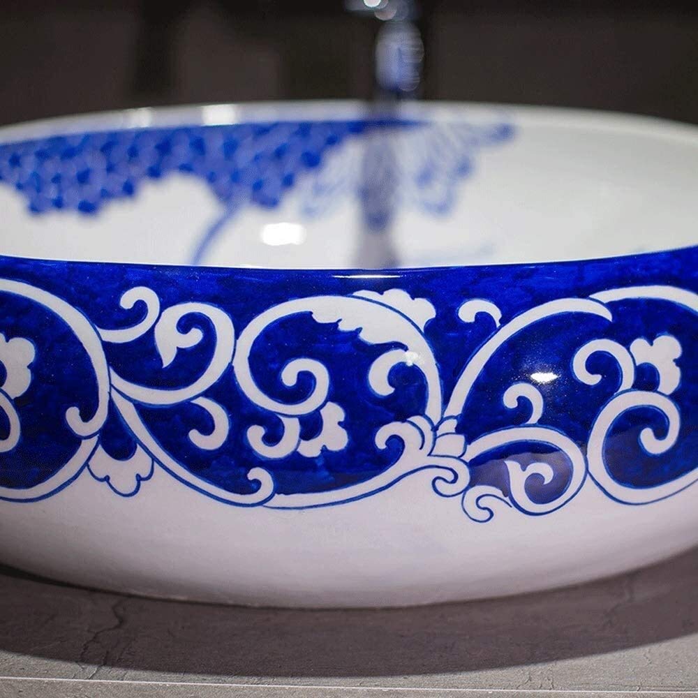 Szafka Pod Umywalkę Z Umywalką, Umywalka Nablatowa, Umywalka Nablatowa, Umywalka Ceramiczna Nablatowa, Umywalka Porcelanowa, Ręcznie Malowana Umywalka Z Motywem Ptaka Lotosu
