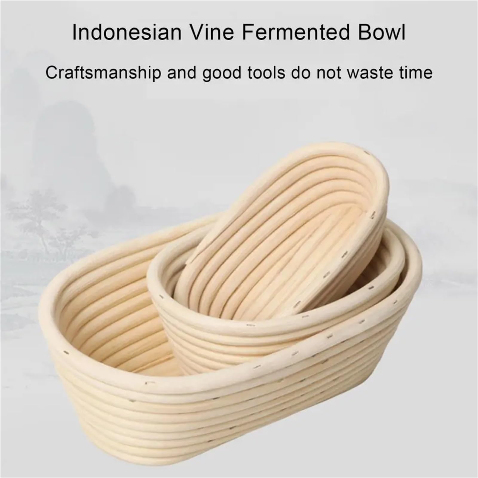 Cesta de fermentación forrada lino, juego cestas mimbre ovaladas hechas a mano for pan masa fermentada Para Hornear Pan(S)