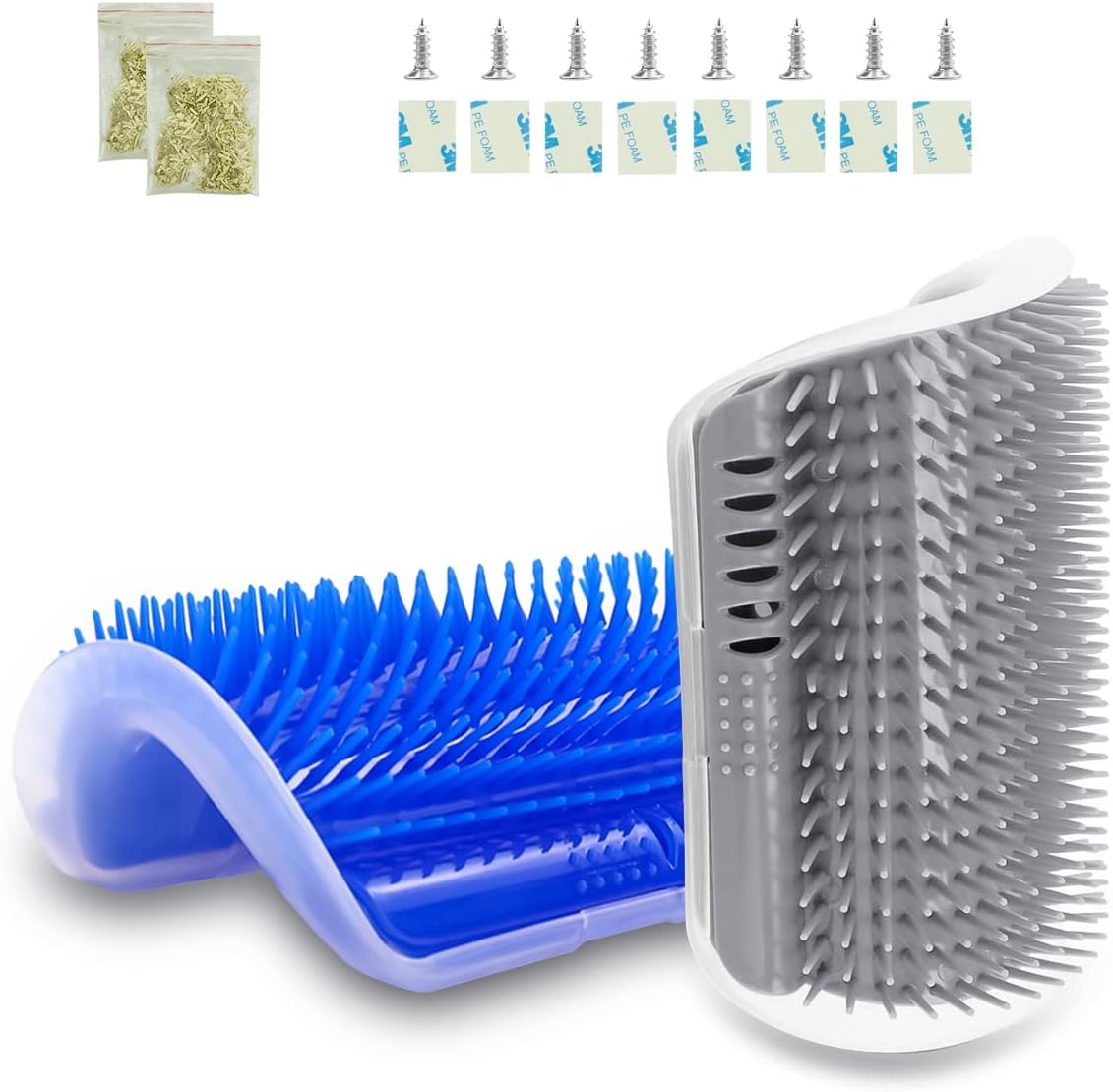Zubita Cat Soft Grooming Brush, 2PCS Cat Self Groomer Kitten Wall Corner Massage Comb with Catnip, Perfect Massager Tool Self Cleaning…