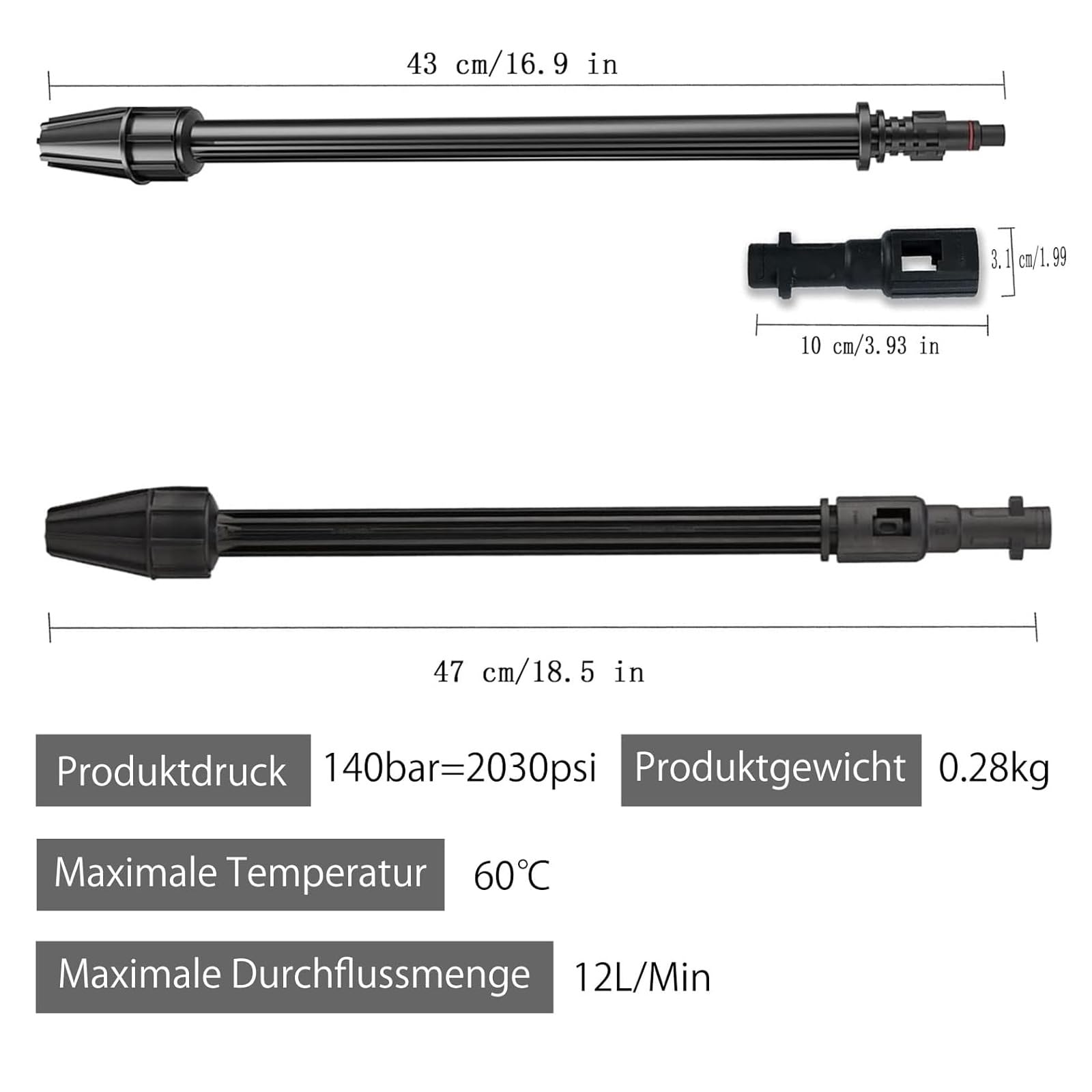 Frez brudu do myjki wysokociśnieniowej Kärcher Brud, dysza wirnikowa, czyszczenie samochodu, regulowana dysza natryskowa 150 bar, lanca natryskowa, myjka wysokociśnieniowa, akcesoria do Kärcher/Lavor