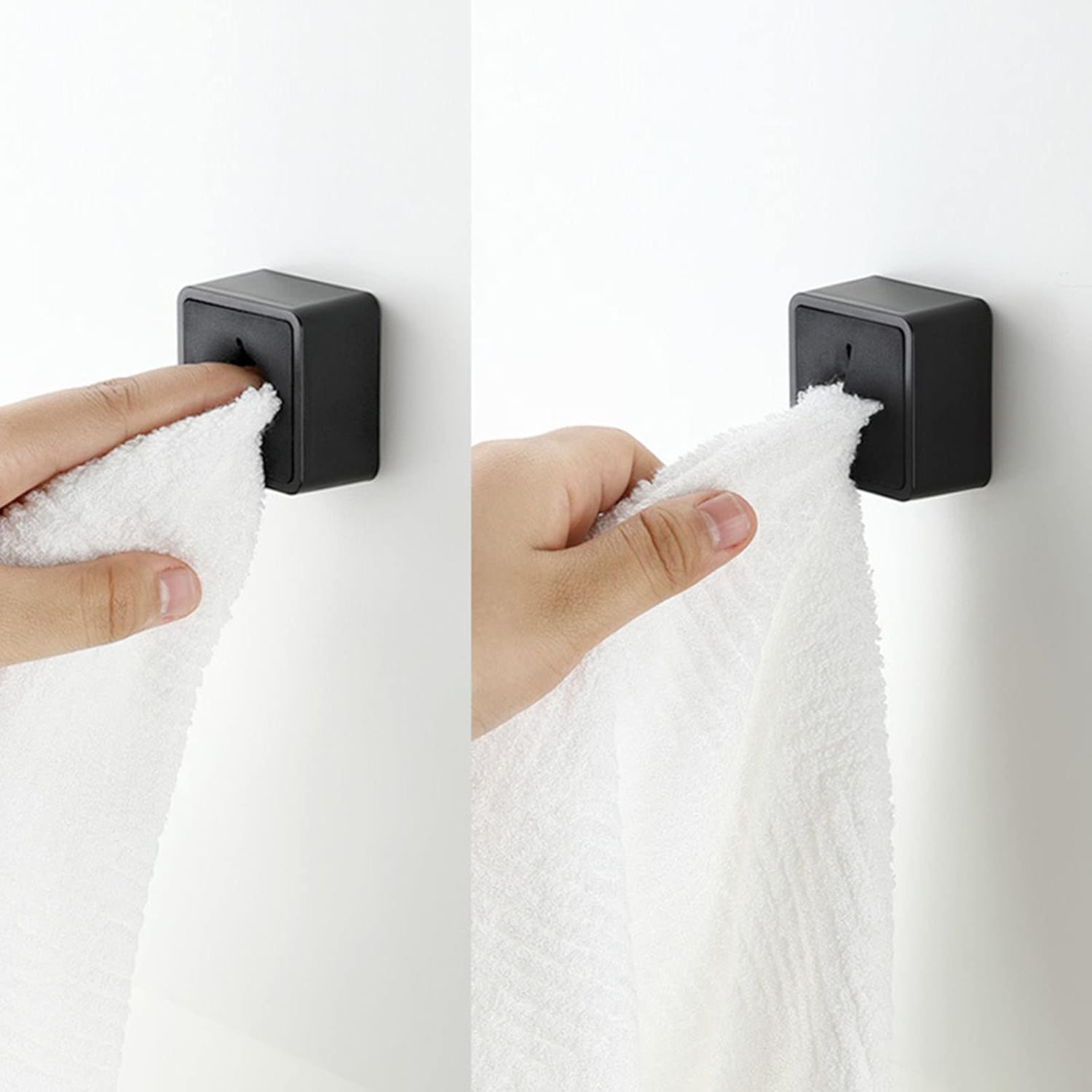 3PCS Towel Plug Towel Racks,Silicone High-End Hook Self Adhesive Clothes Hange Bags,Kitchen Bathroom Accessory Towels Storage Clip Gadgets,Black image 4