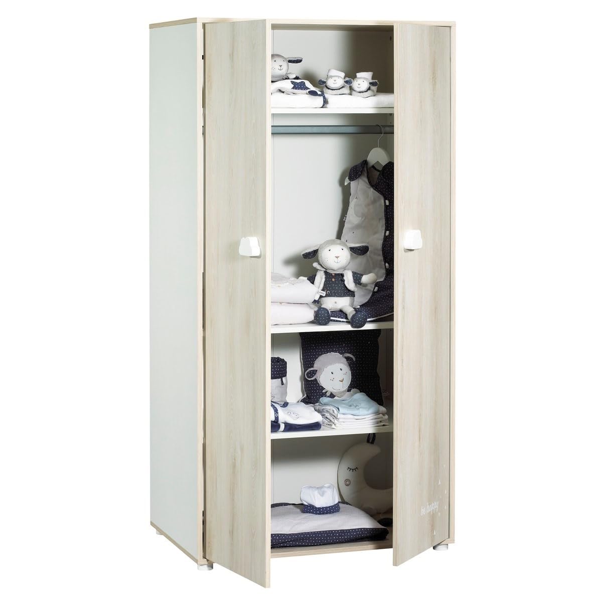 Armadio 2 ante per cameretta bambini 85x168x57 cm