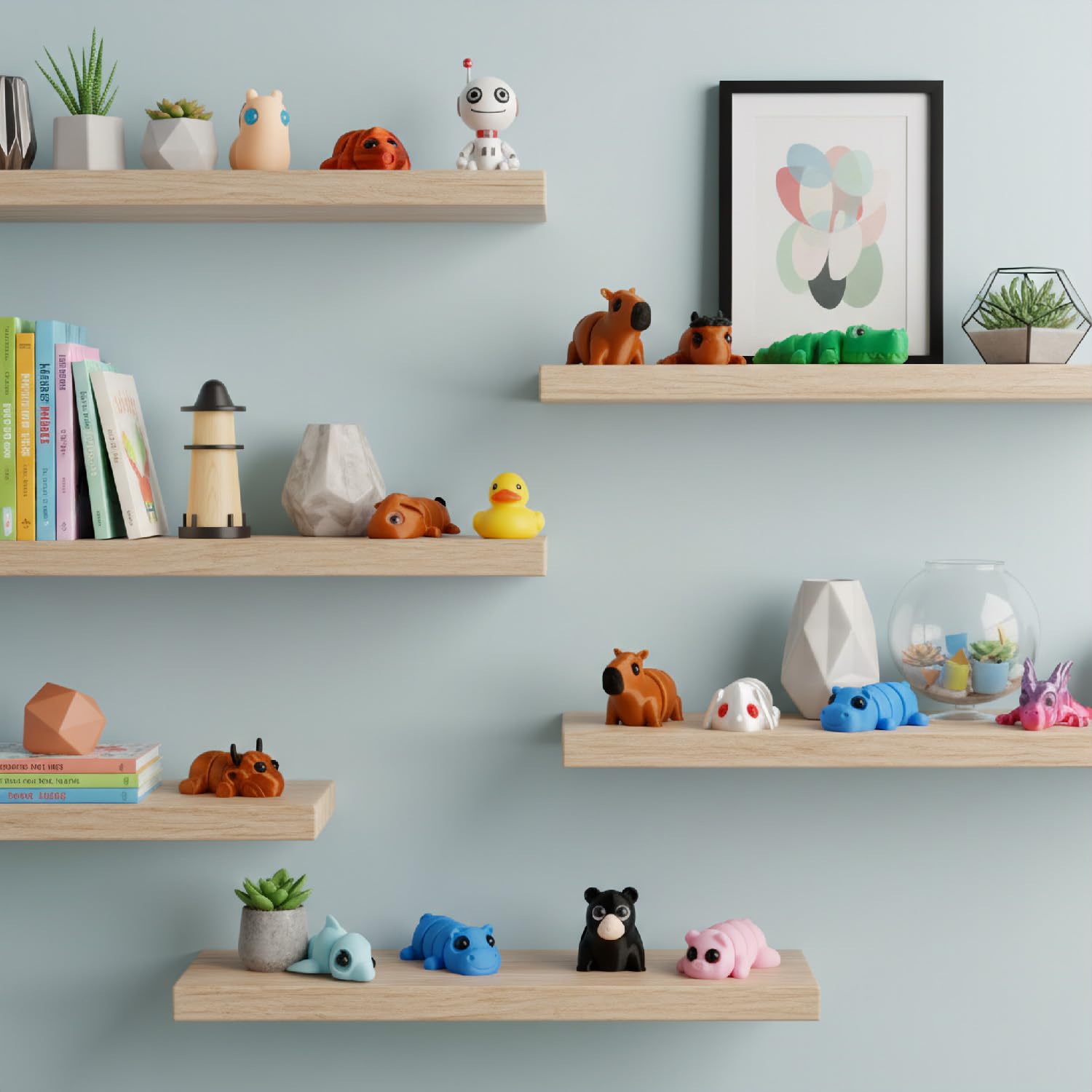 wellrun 18Pcs 3D Printed Animals Set,Colorful Movable Joint Mini 3D Printed Animal Figures,Flexible Fidget Toy,Cute Desk Decor for Home Office - Image 4
