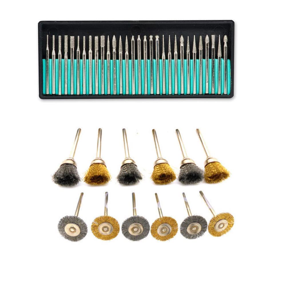 Digital Craft Rotary Tool Accessories Kit Mini Drill Bit Set with 3.2mm Mandrel in Electric Drill with 30Pc Diamond Burs 12Pc Wire Brush (B09WVJC1VX) Amazon Price History, Amazon Price Tracker