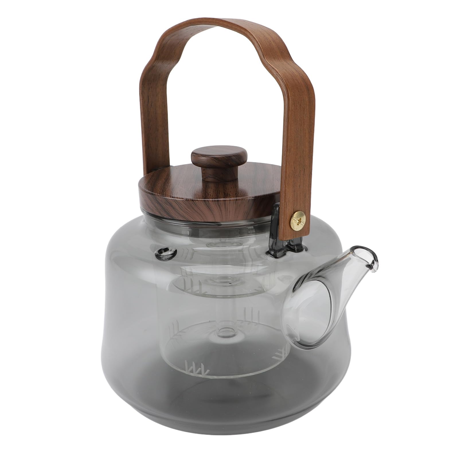 CHICIRIS Tetera de Vidrio con Infusor Extraíble, de Vidrio de Borosilicato Resistente Al Calor, Apta para Cocinas Eléctricas y Vitrocerámicas, Capacidad de 1000 Ml, con Asa de Nogal y de