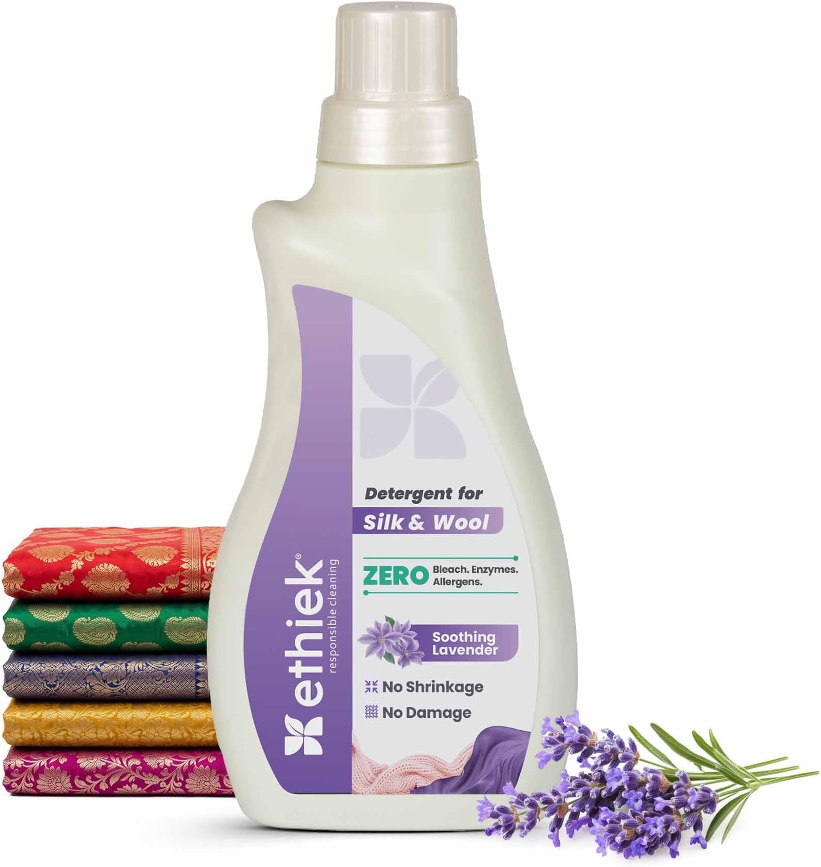 Ethiek Liquid Detergent for Silk, Woolen, & Delicate Clothes, Gentle Zero Enzyme Fabric Care Detergent, Natural & Organic Detergent liquid for Top load, Front load Washing Machine & Hand Wash - 1000ml