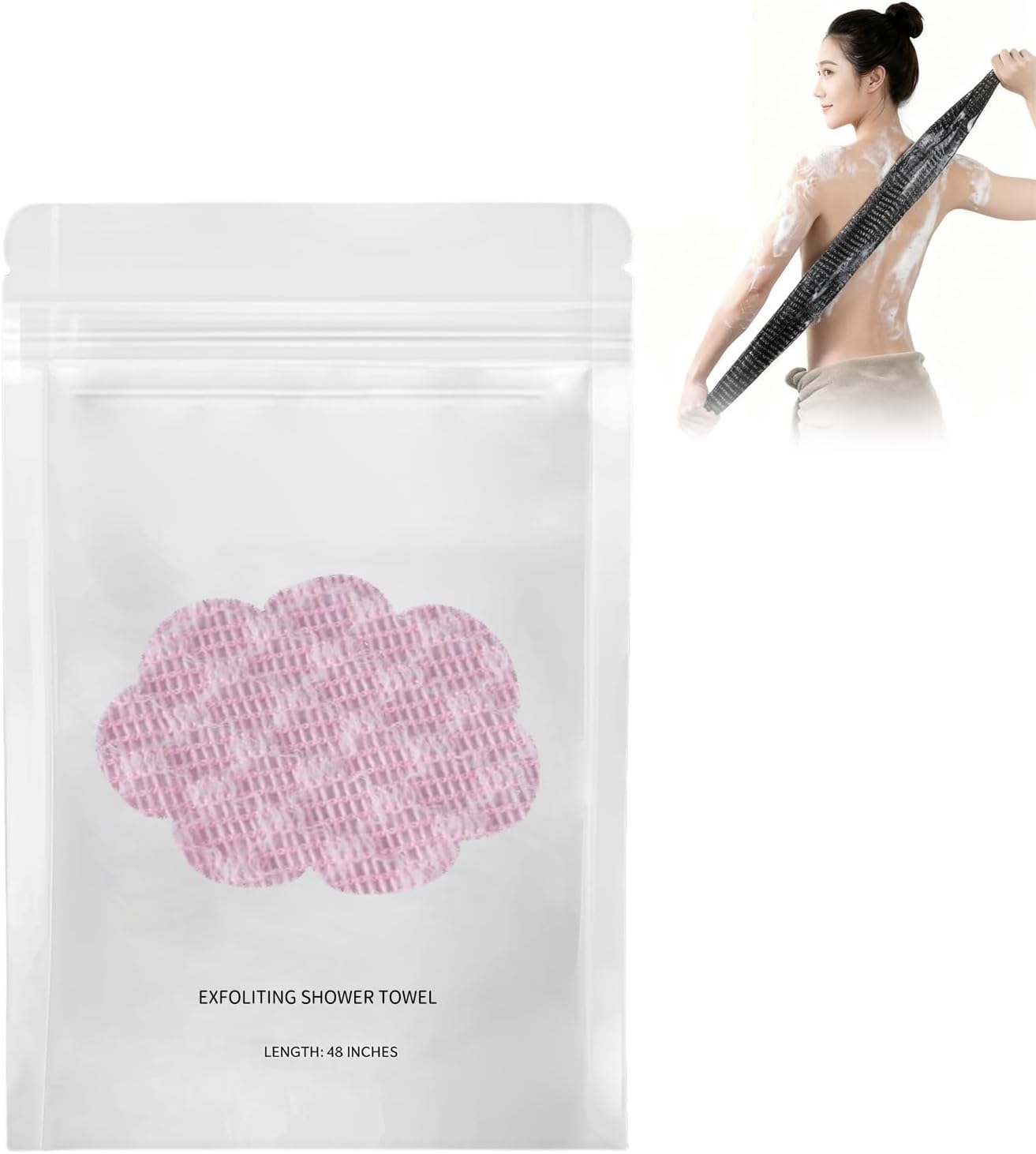 Blissal Exfoliating Shower Towel,Premium Scrub Wash Back Bath Cloth for Body Face,Travel Friendly, Quick Drying Travel Bath Washcloth (Black and Pink)