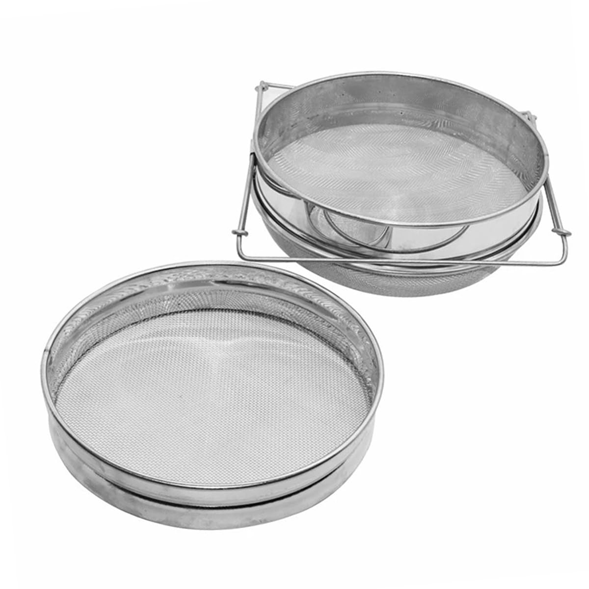 Setaccio per Miele in Acciaio Inossidabile con filtri a Doppia Rete - Manici Regolabili, Strumento Essenziale per l'estrazione dell'apicoltura per la Raccolta e l'estrazione del Miele