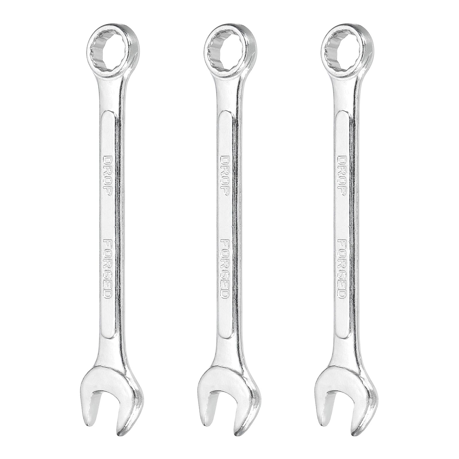 sourcing map 3Pcs Combination Wrench 11mm Metric 12-Point Box and Open End Zinc Plated Steel Double Ended Spanner Tool for Automotive Pipe Furniture Machinery DIY Repair, Silver White