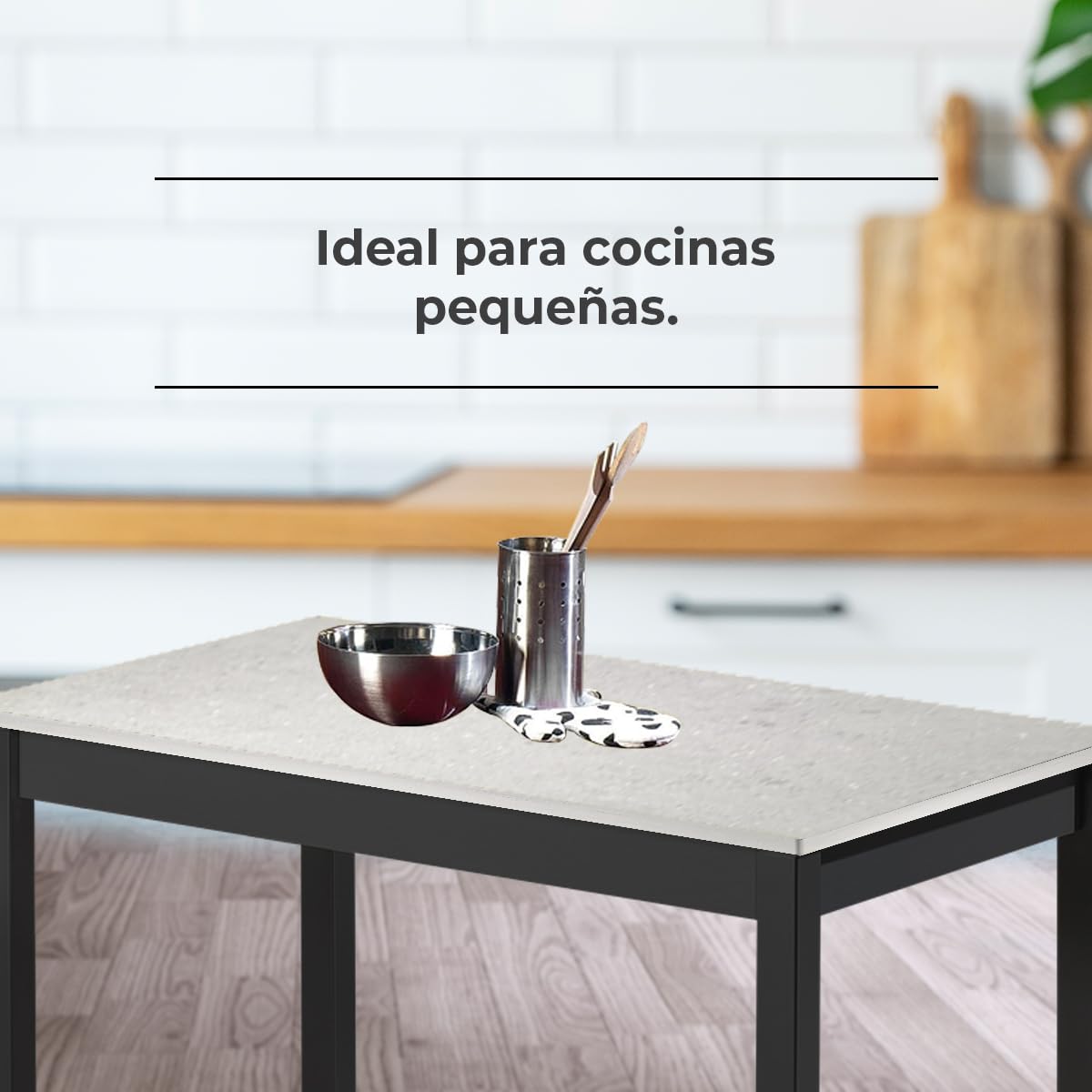 ASTIMESA Mesa de Cocina - Tapa laminada Color Niebla - Estructura Negra - Medida: 100x60 cm