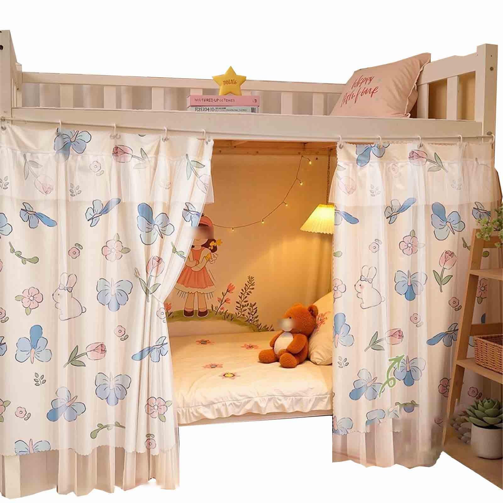 HAJHI Students Dormitories Bunk Bed Curtains with Sheer Bottom Top Loft Bed Curtains Blackout Decorative Bunk Bed Tent Dust-Proof Privacy(1 curtain,1.15m,E)