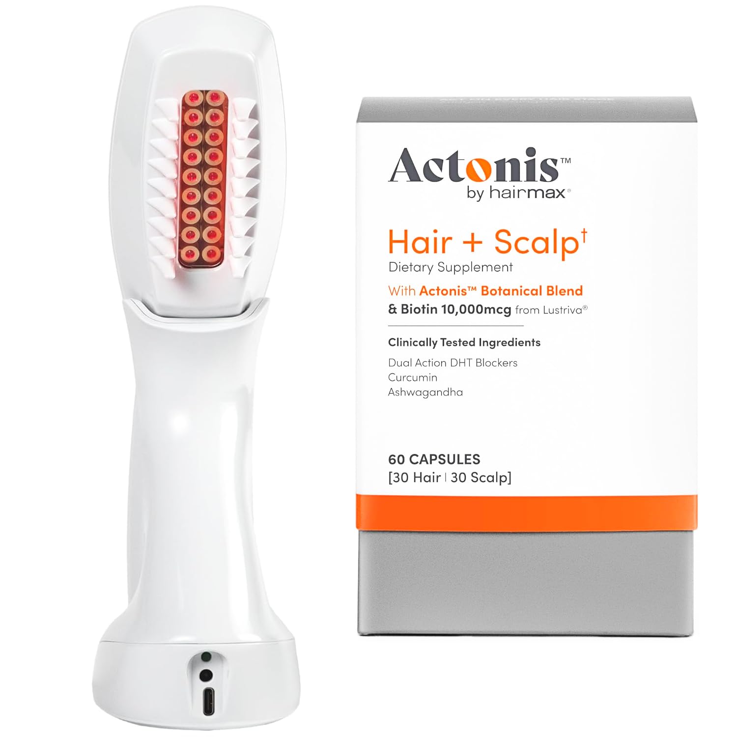 Dual Action 18 Laser Comb (FDA Cleared) and Actonis Hair Growth Supplement