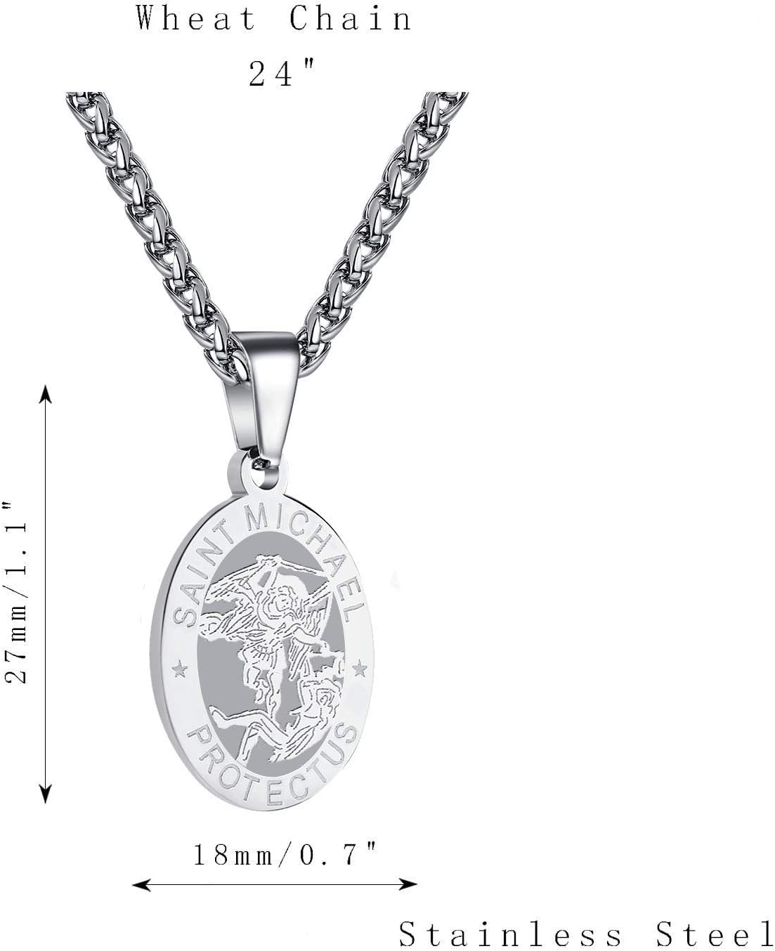 RS Saint St Michael/Christopher/Jude/Benedict/Joseph/Anthony Medal Necklace for Men Boys 24 In Religious gifts - Image 6
