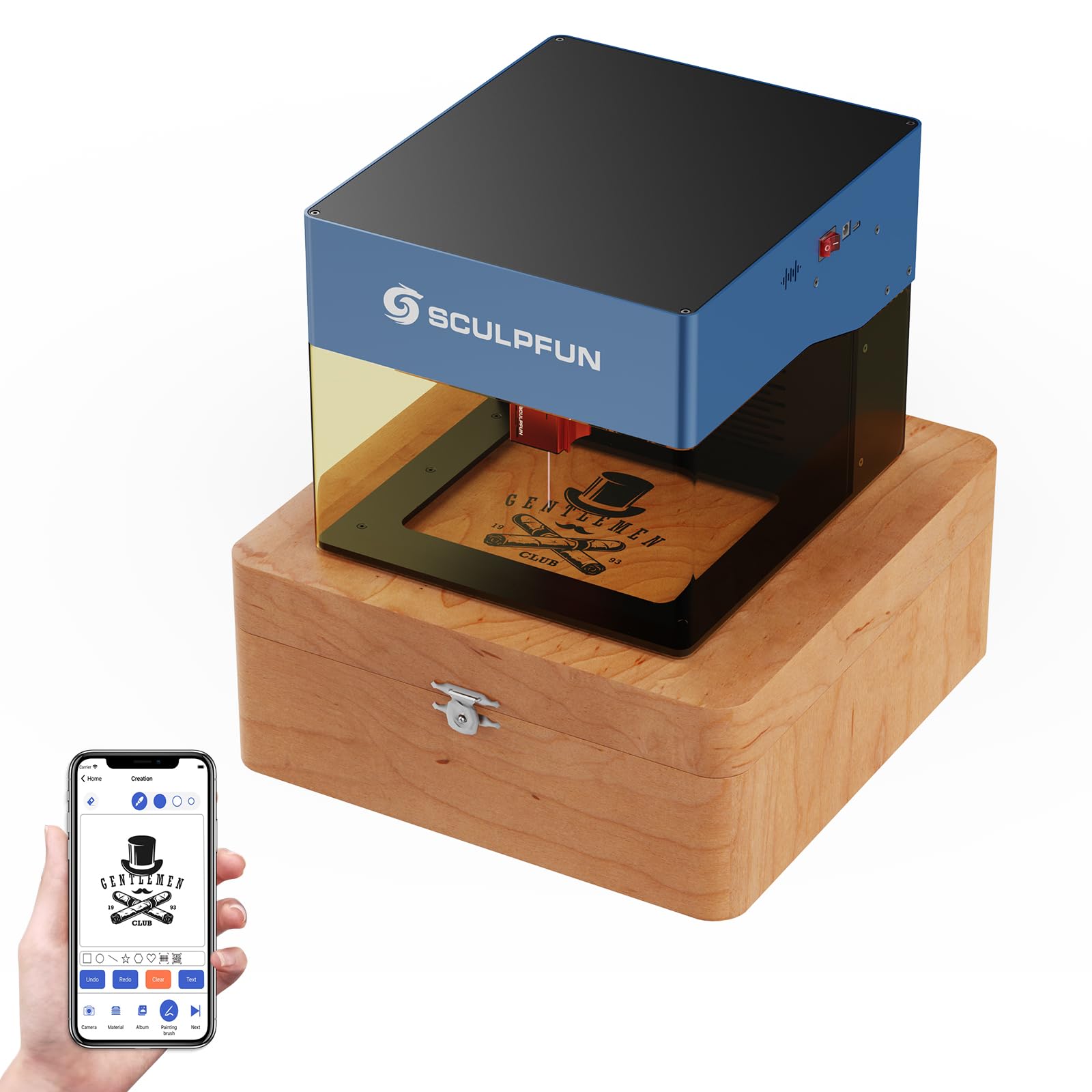 Produktbild von Tragbarer Laser Cutter SCULPFUN ICube Ultra Laser Graviermaschine - Dual Laser Für Metall & Holz Mindmate Ai