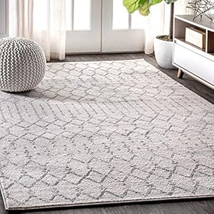 JONATHAN Y MOH101B-5 Moroccan Hype Boho Vintage Diamond 5 ft. x 8 ft. Area-Rug, Bohemian, Southwestern, Casual, Transitional, Pet Friendly, Non Shedding, Stain Resistant, Easy-Cleaning, Cream/Gray