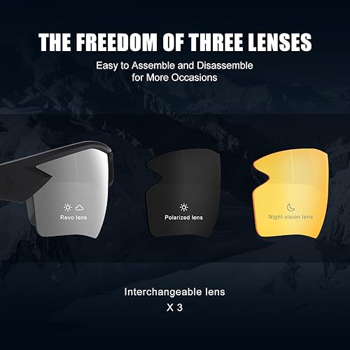 Miniatura 3 de SKYWAY Gafas de sol deportivas polarizadas con 3 lentes intercambiables para hombres y mujeres Ciclismo Correr Conducción Pesca Gafas SS8009