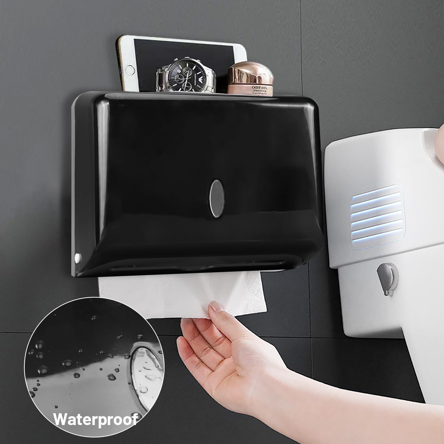 Dispenser Carta Asciugamani,Dispenser Salviette Bagno da Muro Tovaglioli Piegati a Z ed Intercalati Dispenser Asciugamani Carta Può Contenere Fino A 200 Fogli
