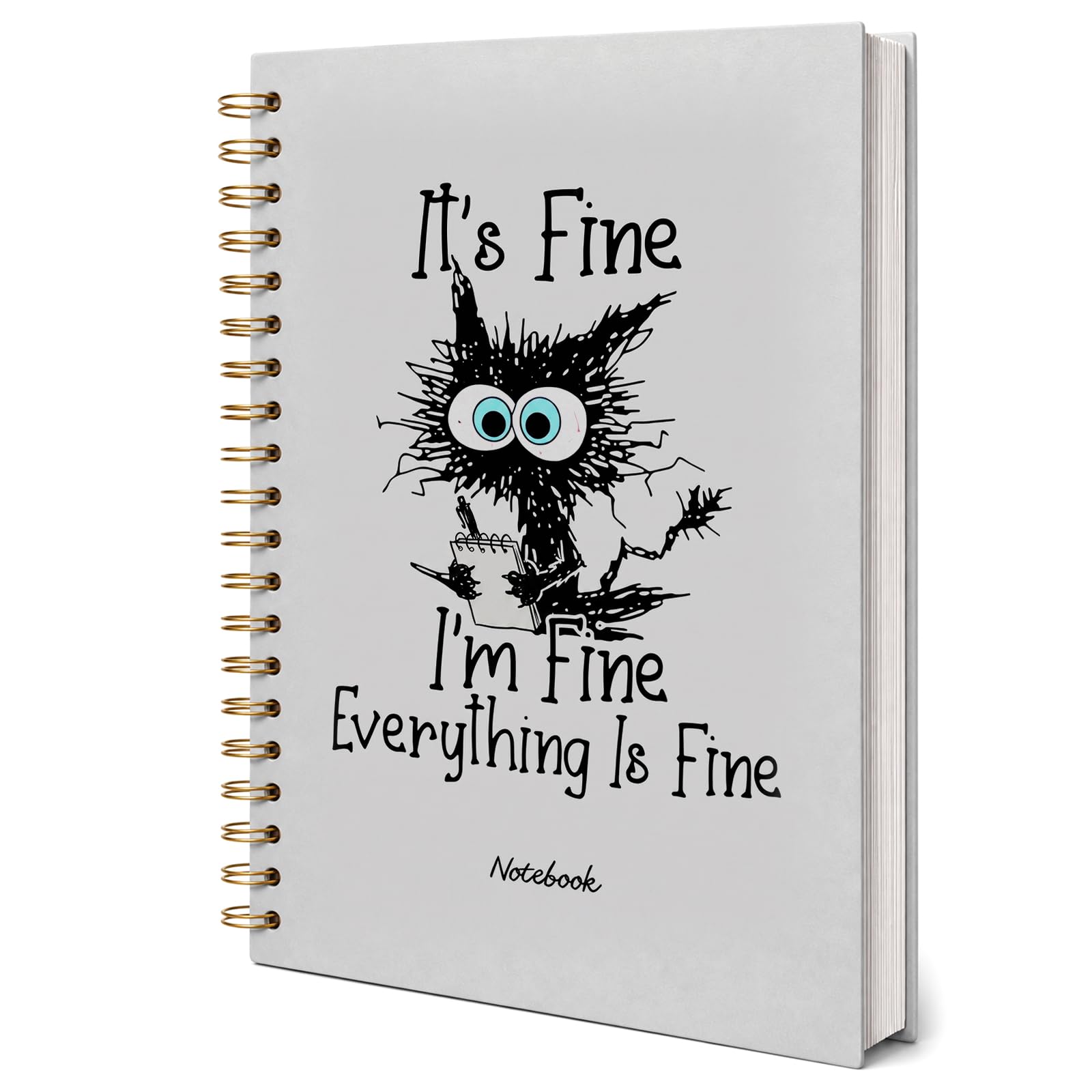 Orsefeliy Black Cat Notebook, A5 Spiral Notepad Lined for School