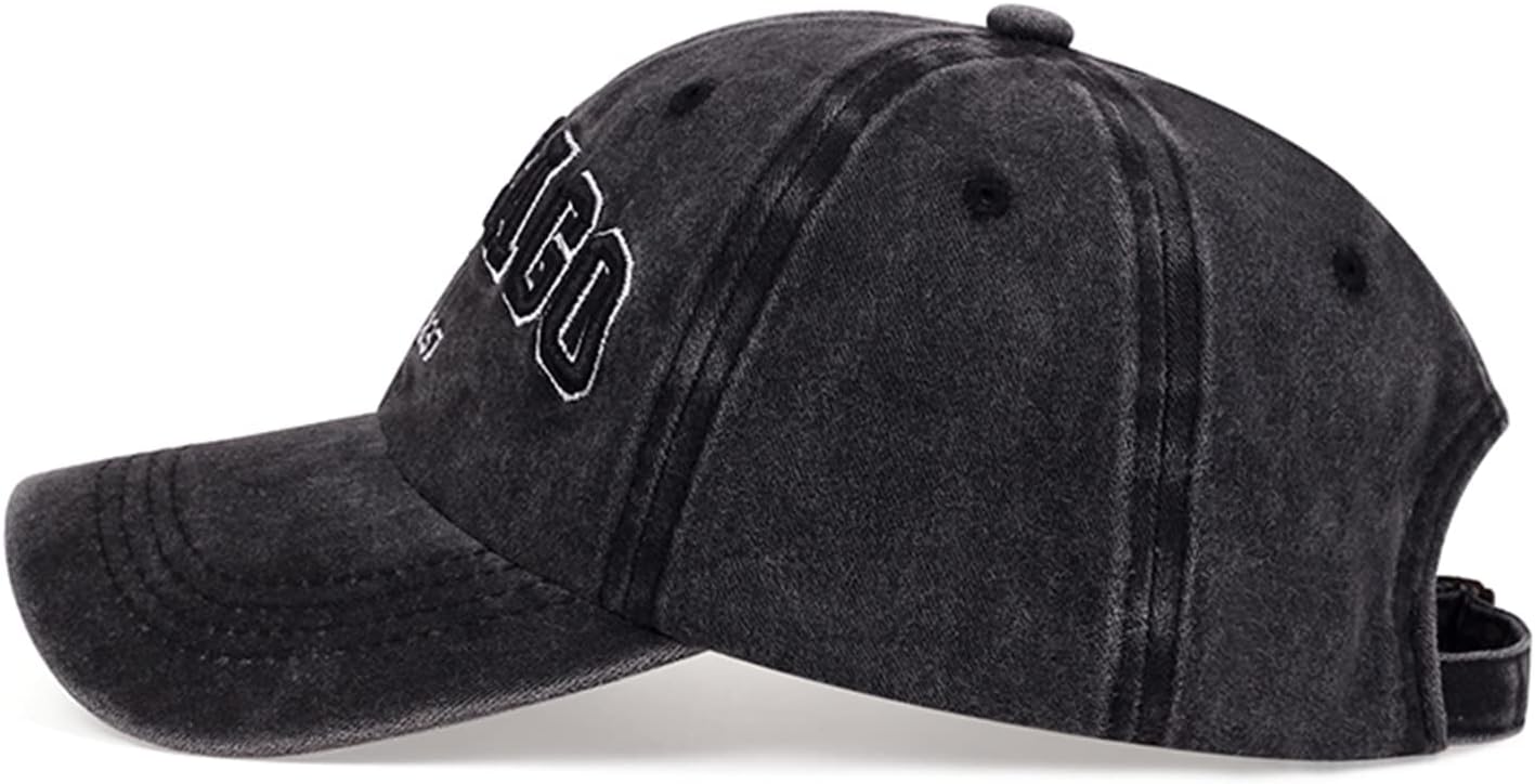 Chicago Hat for Men Women 3D Embroidery Vintage City Dad Hats Baseball Cap - Image 3