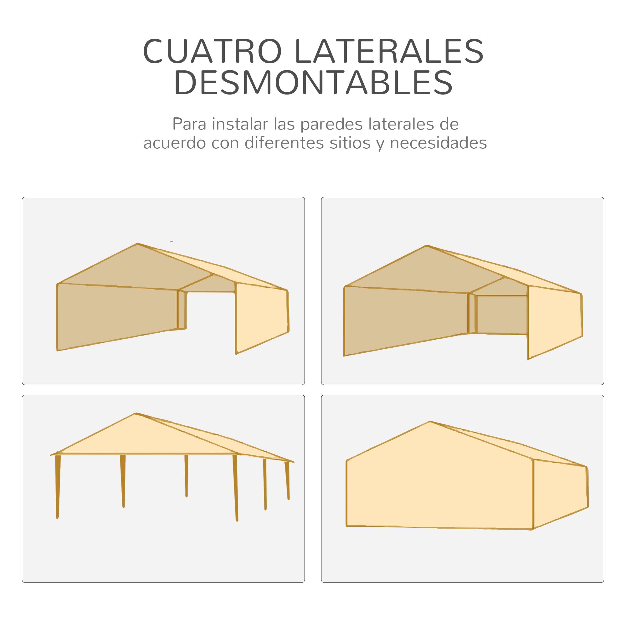 Outsunny Carpa de Jardín 6x3 m Cenador Desmontable de Exterior con 4 Ventanas 2 Puertas con Cremallera 6 Paredes Laterales e Impermeable Pabellón para Terraza Patio Playa Blanco