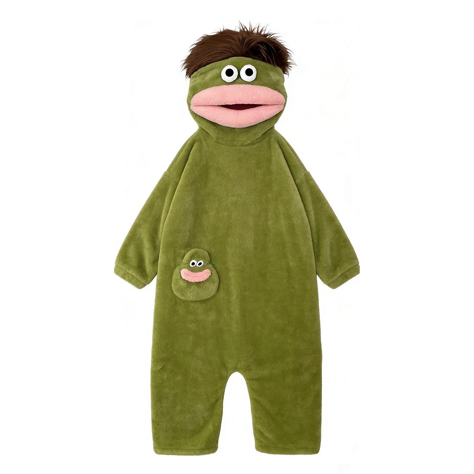 Onesie Pajamas - Hooded Sleepwear | Plush Fleece Jumpsuit, Cute Costume Outfit For Men Women Couple Loungewear, Soft Warm Home Sleeper For Travel Movie Night Winter Party Cosplay Gif