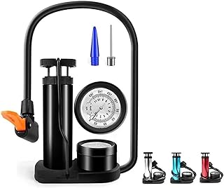 منفاخ كيوشوب®️ هواء للدراجة الهوائية منفاخ اطارات الدراجة الهوائية محمول باليد والقدم لكرة السلة وكرة القدم ولعبة كرة القدم وضاغط الهواء للدراجة الجبلية في الرياضية (لون عشوائي) (بعداد باسكال)