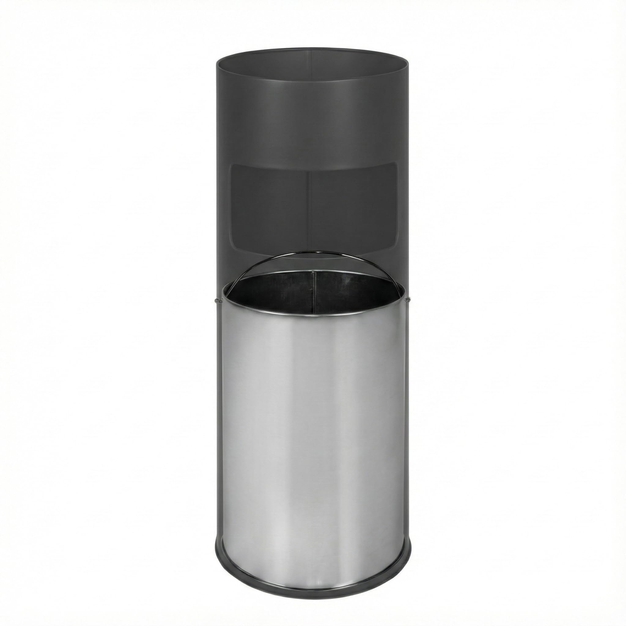2 en 1 cenicero de pie exterior con papelera negro 61x25 cm papelera cenicero exterior de acero para terrazas hoteles y bares colillero de pie profesional resistente y estable para jardín