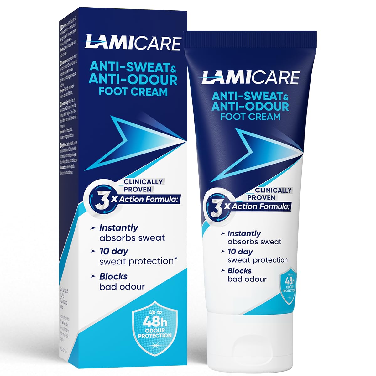 Lamicare Anti-Sweat & Anti-Odour Foot Cream 75ml - Blocks Foot Odour, Up to 10 Days Sweat Protection, Clinically Proven Treatment