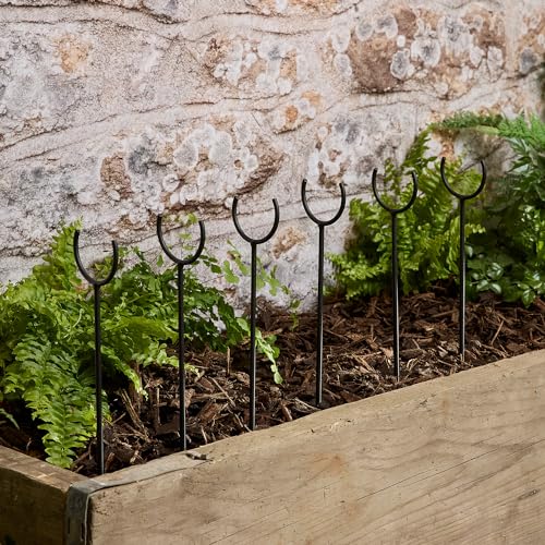 Lights4fun 6er Set Halterungsstangen für Beleuchtungen 30cm Schäferstab schwarz Lichterketten Mast