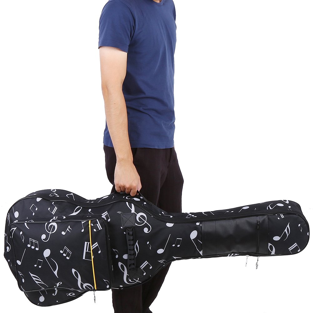 Alomejor Uniwersalna wodoodporna torba na gitarę Oxford do gitary 39/40 / 41 cali Klasyczna gitara akustyczna z wyściółką 8 mm, uchwyt i podwójne regulowane paski na ramię (2#), 2 sztuki