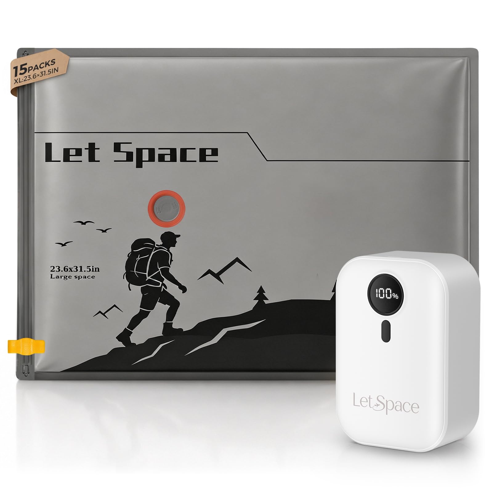 LetSpace Vacuum Storage Bags with Electric Pump (15 Jumbo Set)