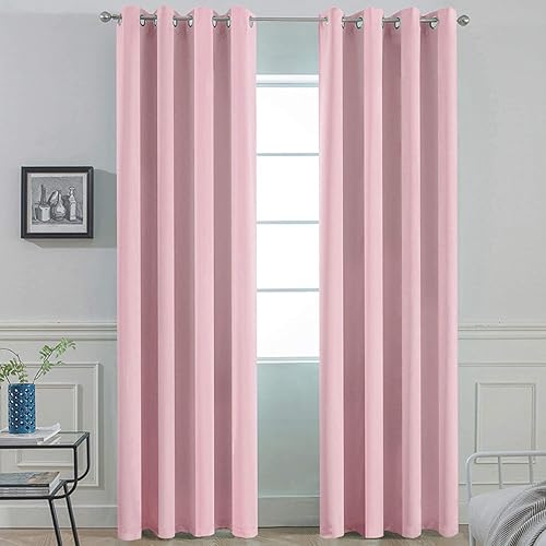 Miniatura 16 de Cortinas opacas para oscurecer la habitación, con aislamiento térmico y ojales, para puertas y ventanas, de poliéster (negro sólido, 72 x 132