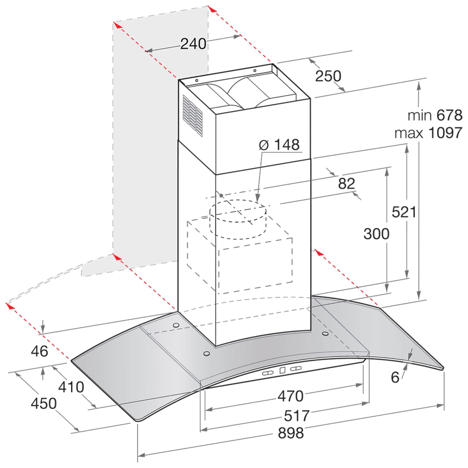 Hotpoint PHGC94FLMX 90cm Chimney Cooker Hood in Stainless Steel - Image 4
