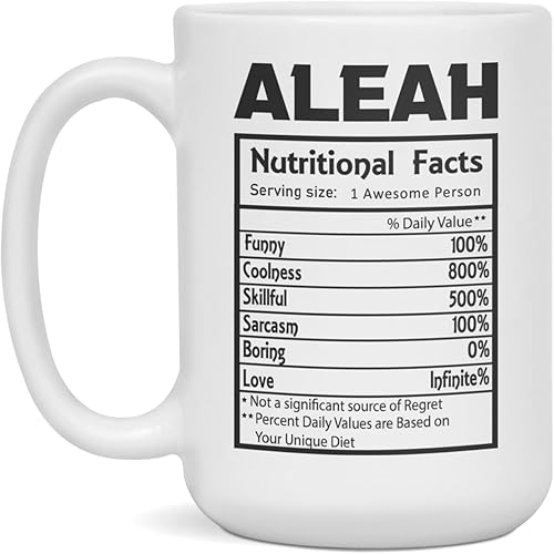 Aleah nutricional facts definition Funny - Taza de café, 15 onzas, color blanco
