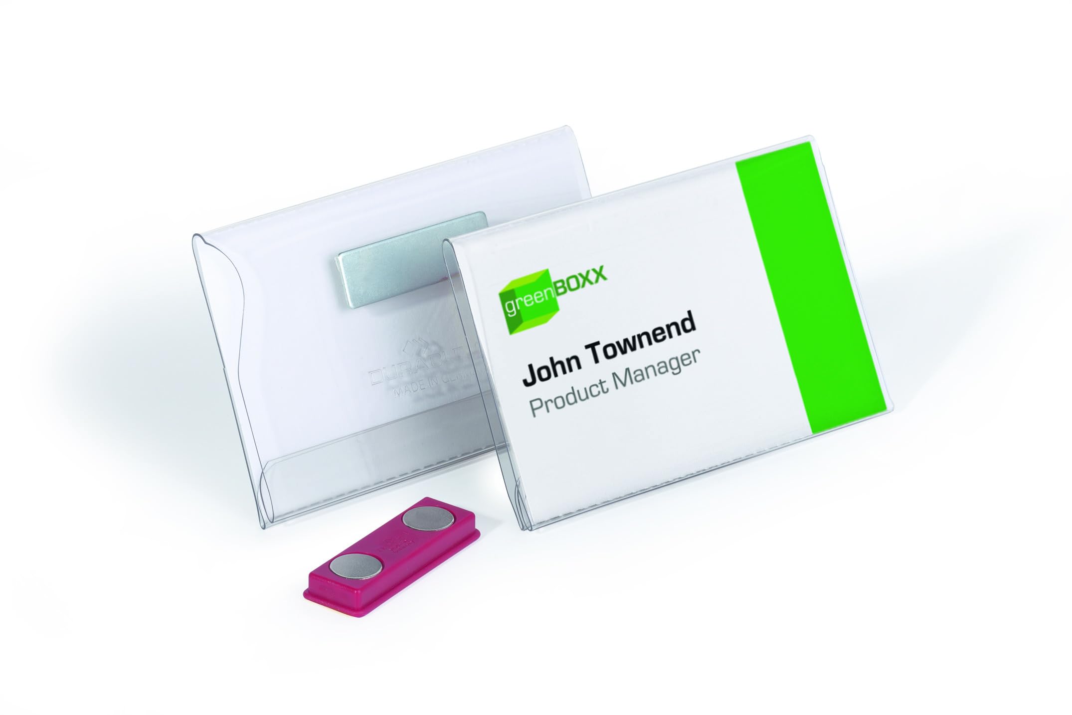 Durable Namensschild 5,4 x 8,9 cm mit Magnet, transparent, 25 Stück, inklusive Blanko-Einsteckkarten, perfekt für Veranstaltungen und Besuchermanagement