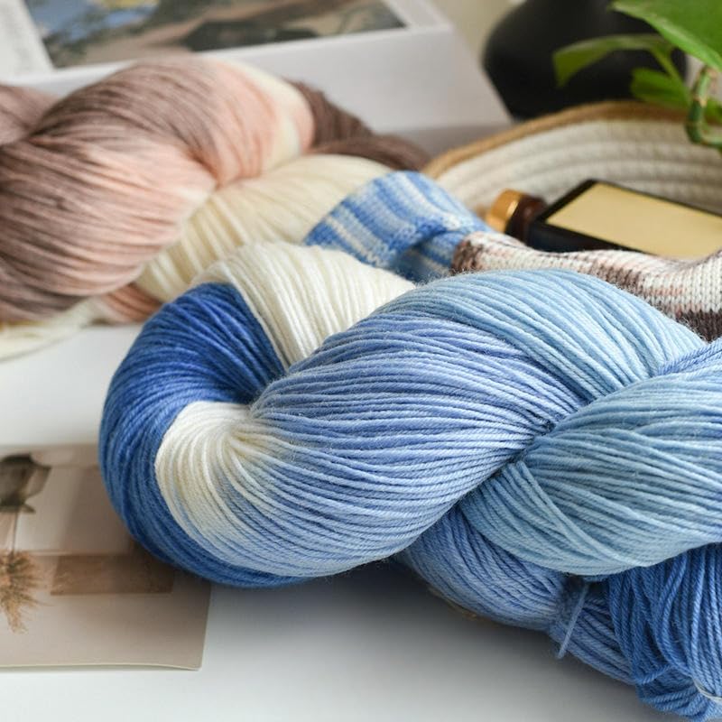 Hilo de Lana 4x250 g, Degradado, para Tejer a Mano, para Tejer suéteres, Bufandas, chales y Gorros
