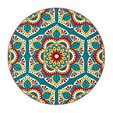 6 langlebige Getränkeuntersetzer mit modischem Muster, Untersetzer mit Mikrofaser-Lederboden für Glastassen, Tassen, Kaffeetassen, indisches Mandala, blau psychedelisch