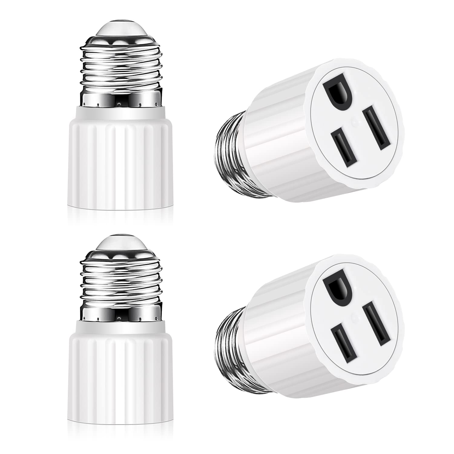 3 Prong Light Socket to Plug Adapter Light Bulb Socket Adapter E26/E27